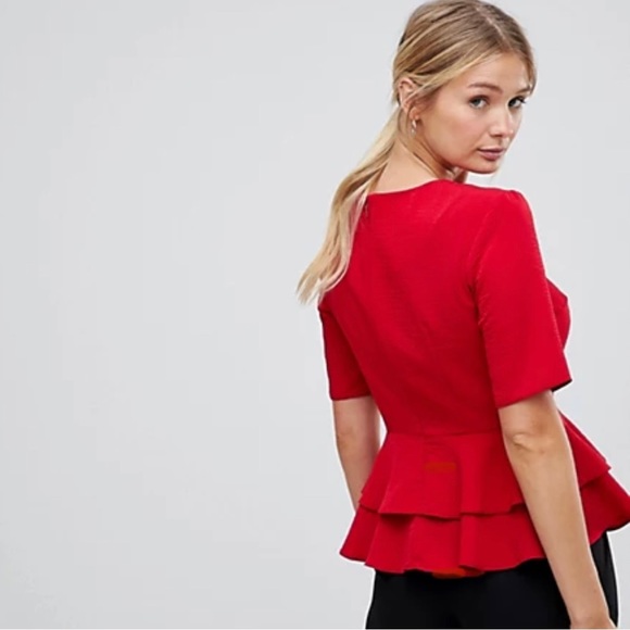 ASOS double peplum top in Red - Picture 6 of 10